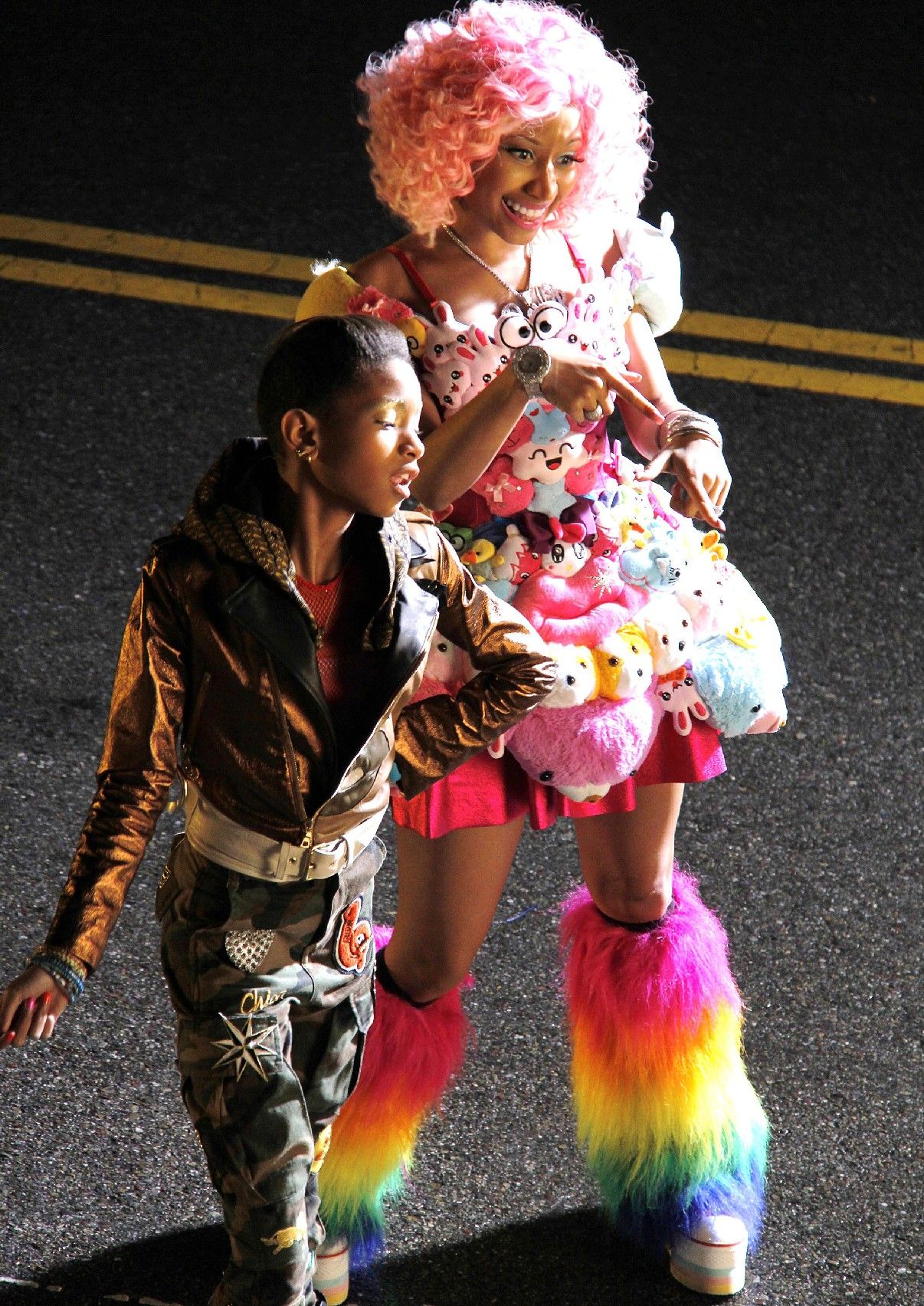 Nicki Minaj and Willow Smith on the set for the music video of 'Fireball' | Picture 117999